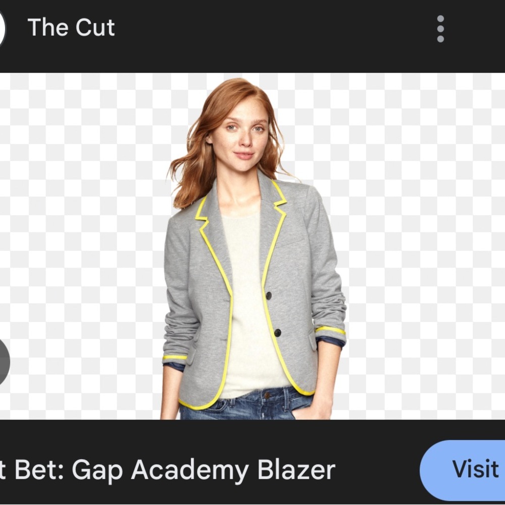 GAP Gray and Yellow Blazer with Notched Lapels
